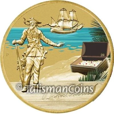 Tuvalu 2010 2011 Blackbeard Pirates Buccaneers Golden Age Piracy $1 BU in OGP - Image 1 of 2