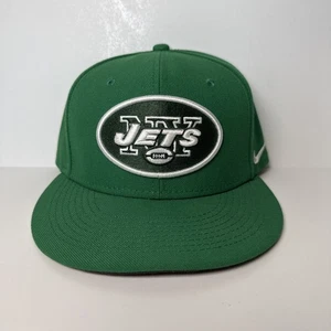 NEW YORK JETS Nike True Green Wool Logo Snapback Flat Brim Hat Cap NFL Football - Picture 1 of 13