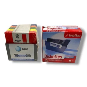 25 AT&T + 10 Imation IBM Formatted 2HD 3.5" DS HD Diskettes Floppy Disk New - Afbeelding 1 van 4
