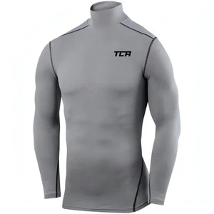 TCA Pro Performance Mock Junior Compression Top Grey Long Sleeve Kids Running - Picture 1 of 2