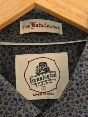 Kennington The Estate Shirt Men Gray Blue Floral Peru Long Sleeve Button Up SZ L - Image 1 of 4