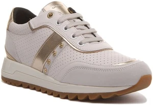 GEOX Mujer D Tabelya Oro Blanco Lunares Con Casual Cordones Zapatillas Talla UK - Imagen 1 de 12