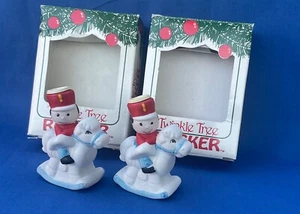 2 Pc. JASCO Twinkle Tree Rocker Soldier Dressed in Red Riding White Horse - Picture 1 of 14