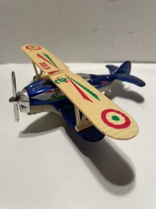 Pullback Daron  Blue Aircraft Biplane Diecast P/B Plane w/ Spinning Propeller O6 - Picture 1 of 6