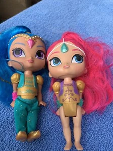2 Shimmer Shine Genie Dolls Pink Blue Hair 6" Mattel Viacom 2015 Nick Jr TV B52 - Picture 1 of 4