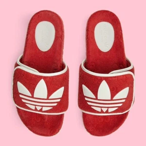 Adidas X Gucci GG Men’s Sport Platform Sandals Red Cotton Sponge G 10/US 10.5-11 - Picture 1 of 8