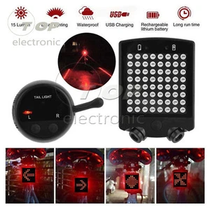 Bicycle LED Tail Light Turn Signal Rear Brake Lamp USB Rechargeable Night Safety - Picture 1 of 24