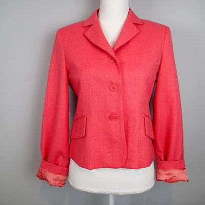 BCBG MAXAZRIA TALLA S BLAZER, TOP CHAQUETA, lana azul coral ROSA e7 Foto 1 de 4