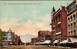 OGDEN, UTAH - BUSY WASHINGTON AVENUE - STRAMBAHN - ALTE POSTKARTE - Bild 1 von 2