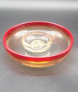 Amberina Hand Blown Art Glass Shrimp Cocktail Dipping Dish Bowl 6.5" x 1.25" - Picture 1 of 3