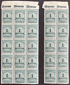 Germany 1923 Scott # 281 Block of 10 & Block of 15 MNH Numerals - Picture 1 of 2