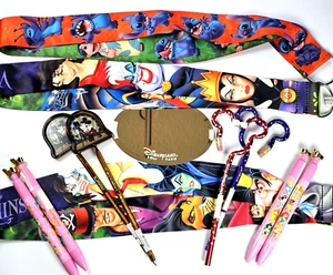LOT of 12! DISNEY Park Souvenirs: 6 Pens, 2 Pencils, 1 Mirror, 3 Pass Lanyards - Picture 1 of 9