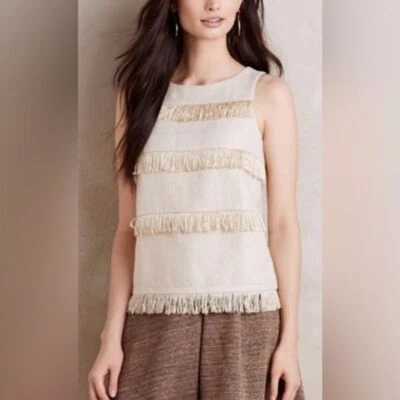 Camiseta sin mangas Anthropologie Sunday in Brooklyn mezcla de lana metálica, crema y dorada - XS Foto 1 de 4