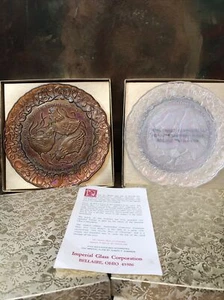 Imperial glass 12 days of christmas plates Plate 3 and 4 1972 Hens Colly Birds - Picture 1 of 8