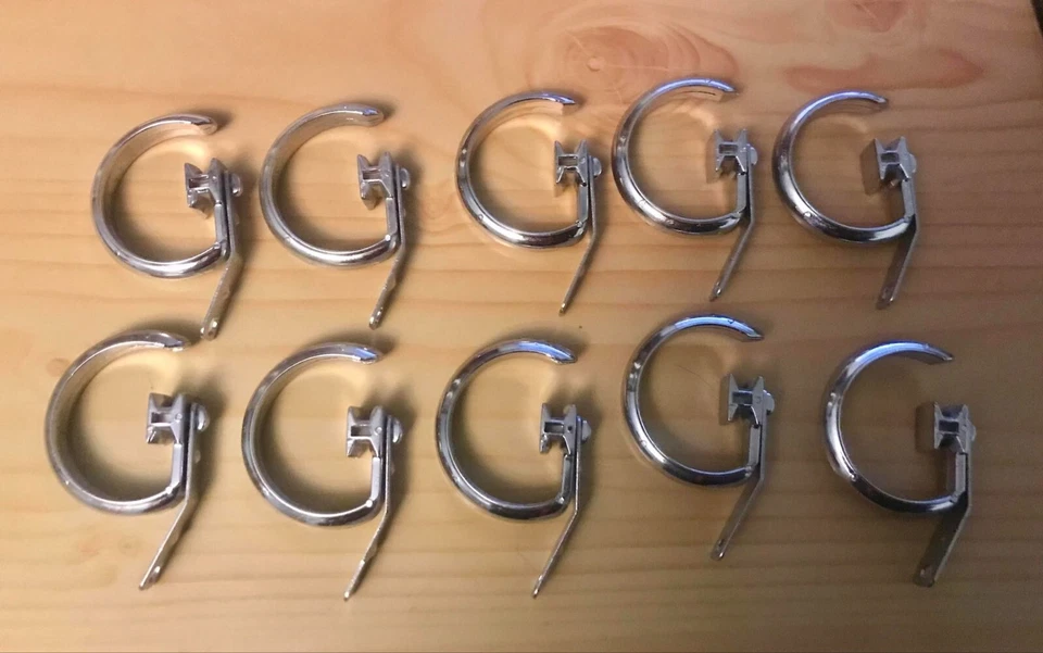 CHROME CORDED CURTAIN POLE  RINGS / GLIDERS INTEGRA, GOLDEN GLIDE 25mm X 10 - Image 1 of 1