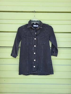 ZARA 牛仔衬衫连衣裙女孩灰色长袖 7 码 122 厘米缺陷 #O3728 — 第 1/4 张图片