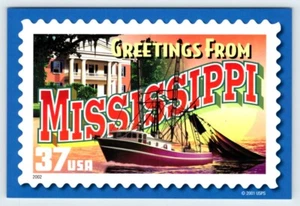 Saludos de MiSSISSIPPI Cartas Grandes Sin Publicar 4x6 Postal USPS SBP23 - Imagen 1 de 2