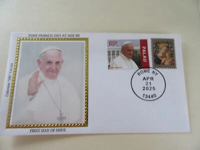Sello combinado conmemorativo de la muerte del Papa Francisco 2025 Fdc Sc#5143-Sc#1283-4 Colorano Foto 1 de 2