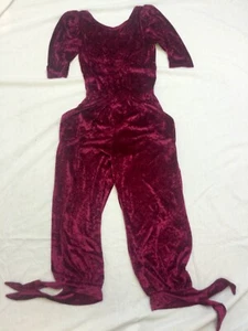 Vintage 70s Jeff Banks at Clobber raspberry knickerbocker velvet jumpsuit Disco - Picture 1 of 8
