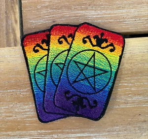 PRIDE MONTH Tarot Cards Psychic Witch Mystic David Star Embroidery Iron On Patch - Picture 1 of 1