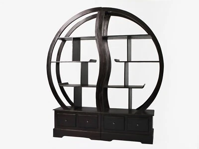 Libreria in  teak con 4 cassetti nera componibile in 2 pezzi cm150x35x160 h - Immagine 1 di 4