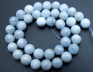 Perline pietre preziose acquamarina blu naturale rotonde 10 mm per fare gioielli fili 15" - Foto 1 di 4