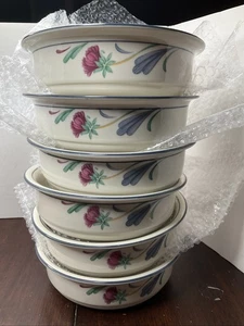 Juego de 6 tazones de postre de frutas Lenox amapolas en piedra china azul - Imagen 1 de 15