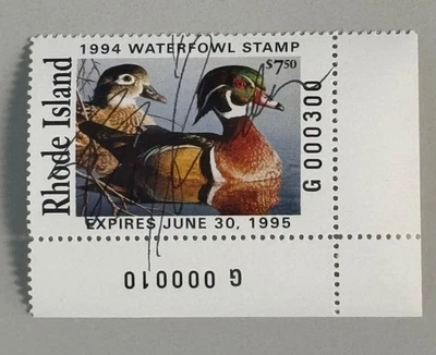 1994 Rhode Island State Duck Stamp - Governor Hand Signed - Image 1 of 2
