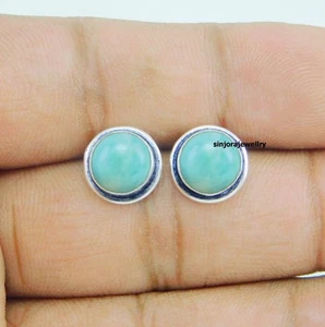 Pendientes Larimar de plata esterlina 925 hechos a mano - Imagen 1 de 4