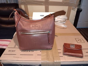 Dooney Bourke Handbag Purse Brown Pebbled Leather hobo Bag with wallet - Picture 1 of 19