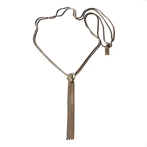 Prabal Gurung Long Tassel Necklace Silver Tone Geometric Rhinestone 2013 - Picture 1 of 8