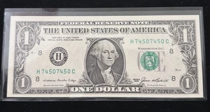 1984 MISSOURI $1 FEDERAL RESERVE ONE DOLLAR REPEATER NOTE H74507450C CRISP NOTE! - Picture 1 of 5