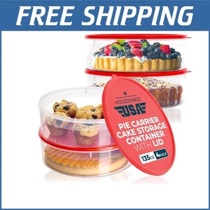 Durable 4 Pack Airtight Pie & Cake Storage Containers - Freezer & Microwave Safe - Picture 1 of 9