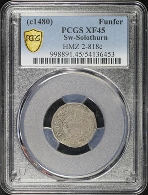 (c1480) Switzerland Solothurn Silver Fünfer HMZ 2-818c PCGS XF-45 - Image 1 of 3