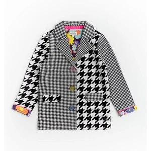 NEW Finding Foxtale Girls Be Bold Blazer Size 5 Houndstooth Black Colorful $74 - Picture 1 of 7