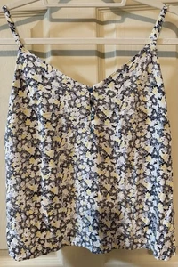 Women’s OLD NAVY Size XSmall Black & Yellow Floral Button-Front Adjustable Cami - Picture 1 of 6