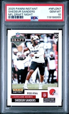 2025 帕尼即时 NFL 足球 #NFLDN7 Shedeur Sanders 选秀之夜 PSA 10 数量 — 第 1/2 张图片