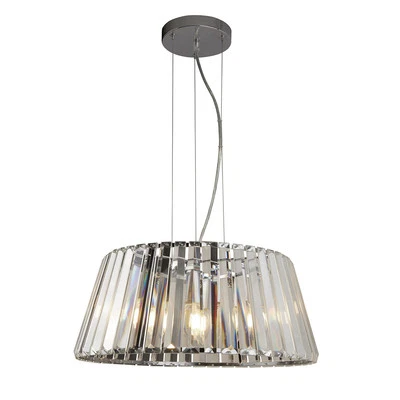 Lampadario Contemporaneo Tiara Acciaio Cromo Vetro Trasparente 5 Luci E14 - Immagine 1 di 4