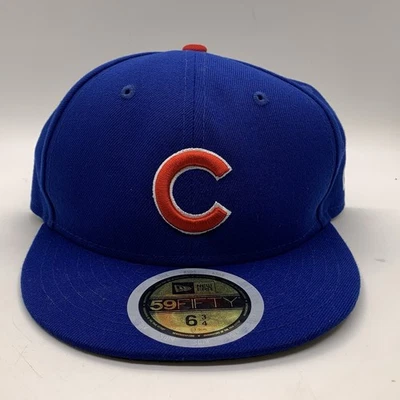 Chicago Cubs Hat New Era MLB 59Fifty On Field Fitted Blue Size 6 3/4 Official - Image 1 of 4