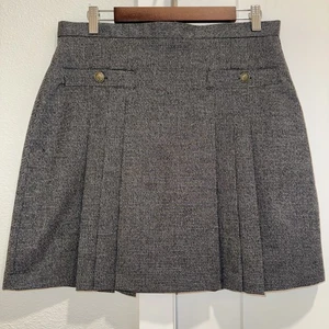 Falda Loft para mujer talla 12P plisada a cuadros oscura academia minimalista preppy tweed - Imagen 1 de 12