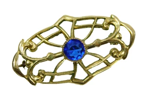 Antique Edwardian Gold Filled Small Sapphire Delicate Lace Pin - Picture 1 of 4
