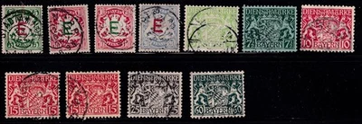 Alemania. Baviera.. 1908-1920. Sellos de servicio Mi:DE-BY D2-4+17-23. 0Bay6a Foto 1 de 2