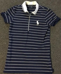 Vintage Polo Ralph Lauren Damen gestreift 1/4 Reißverschluss Shirt S Sport 90er Jahre Farbe Block Pony - Bild 1 von 5