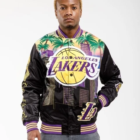 NEW Pro Standard Los Angeles Lakers Remix Satin Varsity Jacket Men’s Size XXL Cover