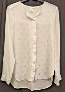 H&M ladies blouse shirt top White Sz4 long sleeves used condition (EBSK1180) - Picture 1 of 3