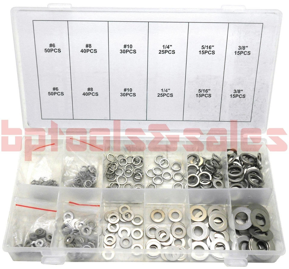 CAL HAWK 350 pc STAINLESS STEEL LOCK & FLAST WASHER ASSORTMENT NUTS BOLT