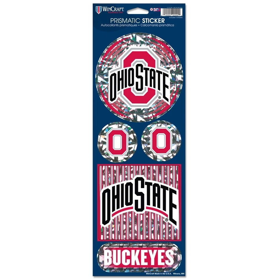 OHIO STATE BUCKEYES OFFICIAL 10.5" X 4" PRISMATIC DECAL SET NEW WINCRAFT 👀 - Image 1 of 1