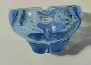 MCM Whitefriars Blue Art Glass Controlled Bubble Molar Bowl Geoffrey Baxter - Picture 1 of 5