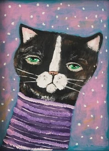 Art PRINTS, Wall Art, Folk Art, Cat Art Print - Picture 1 of 3
