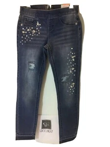 Justice Girls Size10 rhinestone pull on jean leggings New With Tags. - Picture 1 of 7